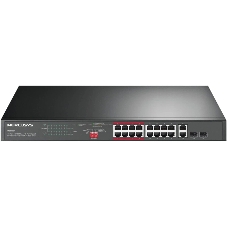 Коммутатор Mercusys MS118CP, 16×100 Мбит/с PoE + 2×1 Гбит/с, неуправляемый