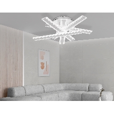 Настенно-потолочный светодиодный светильник FA8903 WH/CH белый/хром 132W 3000-6400K 620*590*150 (ПДУ РАДИО 2.4G)