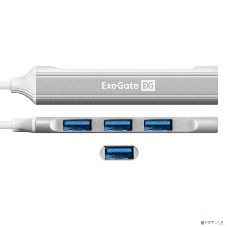 USB-концентратор 4-в-1 ExeGate DUB-3213C (кабель-адаптер USB3.0 Type-C --> 3xUSB2.0, 1xUSB3.0, Plug&Play, серебристый)