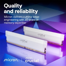 Оперативная память Crucial Pro Gaming by Micron, DDR5, 64GB (2x32GB), 6400 MHz, CL40, с радиатором, белый