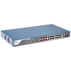 Коммутатор Hikvision DS-3E1326P-EI, 24×100 Мбит/с PoE+ + 2×1 Гбит/с Combo, управляемый