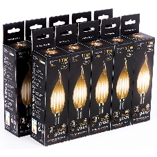 Лампа светодиодная филаментная Gauss Filament 11Вт цок.: E14 свеча 220B св. свеч. бел. теп. CF35 (упак.: 10 шт)