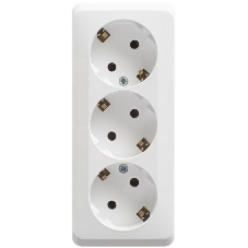Тройная розетка Schneider Electric ЭТЮД O/У с заземлением без шторок 16А 250B, белый,