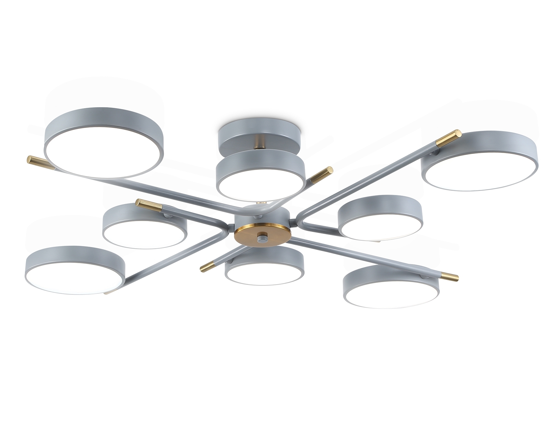 Люстра светодиодная на штанге Ambrella light FL516339/8 GR/CP серый/медь 120W 3000-6000K D850*170 (без ПДУ)
