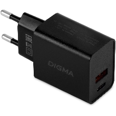 Сетевое зарядное устройство Digma DGW2D 20W 3A+1A (PD+QC) USB-C/USB-A универсальное черный