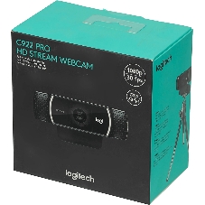 Веб-камера Logitech C922 Pro Stream 1920x1080, 30 кадр/с, USB Type-A, микрофон (2 шт, шумоподавление), автоматическая фокусировка, автоосвещение, универсальное крепление