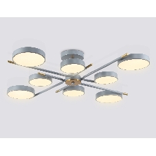 Люстра светодиодная на штанге Ambrella light FL516339/8 GR/CP серый/медь 120W 3000-6000K D850*170 (без ПДУ)