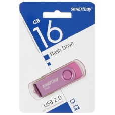Флешка USB Smartbuy Twist Pink (SB016Gb2TWP), 16Gb, USB 2.0, R/W 15/12, розовый