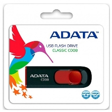 Флешка USB ADATA Classic C008 (AC008-16G-RKD), 16Gb, USB 2.0, R/W 30/6, черный/красный
