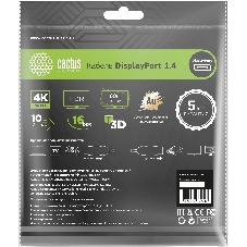 Кабель аудио-видео Cactus CS-DP-DP-1.4-10 DisplayPort (m)/DisplayPort (m) 10м. позолоч.конт. черный