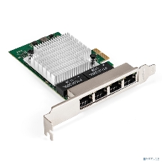 Сетевой адаптер ExeGate EXE-564 (PCI-E x1 v2.0, 4xRJ45, UTP 10/100/1000Mbps, Realtek Chipset RTL8111H+ASM1184e)
