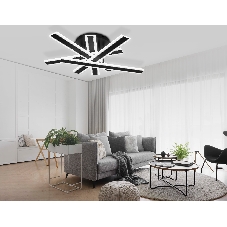 Настенно-потолочный светодиодный светильник FA8906 BK/CH черный/хром 132W 3000-6400K 620*590*150 (ПДУ РАДИО 2.4G)