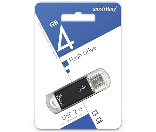 Флешка USB Smartbuy V-Cut black (SB4GbVC-K), 4Gb, USB 2.0, R/W 25/15, черный