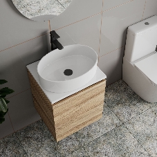 Тумба Bau Dream Blackwood 50 с дверцей, раковина BAU Nimb 50х36, смеситель для раковины высокий Hotel Black, черный, выпуск клик клак, черный