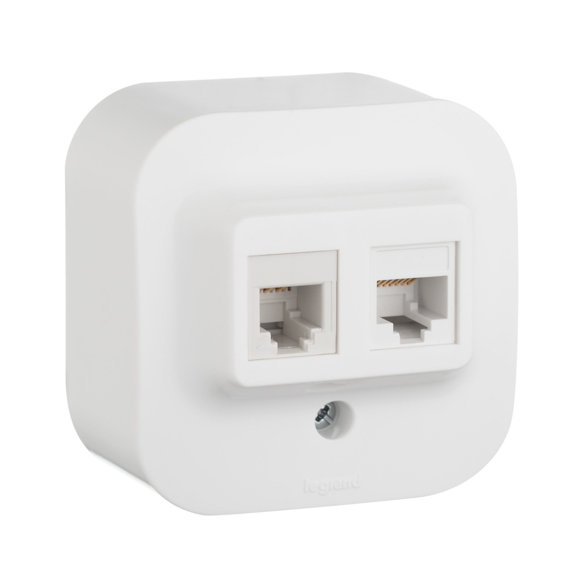 Розетка компьютерная + телеф. 1-м ОП Quteo 2мод. RJ11 + RJ45 CAT.5E UTP бел. Leg 782221