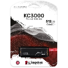 Накопитель SSD Kingston 512Gb M.2 KC3000 SKC3000S/512G (PCI-E 4.0 x4, up to 7000/3900Mbs, 3D TLC, NVMe, 400TbW, Phison E18, 22х80мм, LP heatsink)