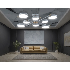 Люстра светодиодная на штанге Ambrella light FL516339/8 GR/CP серый/медь 120W 3000-6000K D850*170 (без ПДУ)