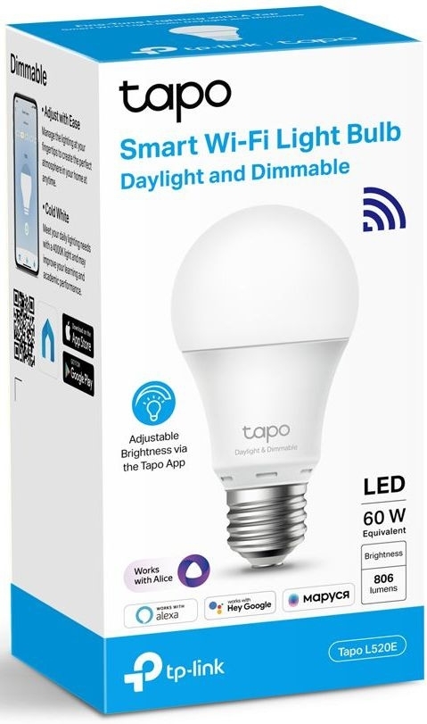 Умная Wi-Fi лампа Smart Wi-Fi Light Bulb, Daylight & Diммable, SPEC: 2.4 GHz, IEEE 802.11b/g/n