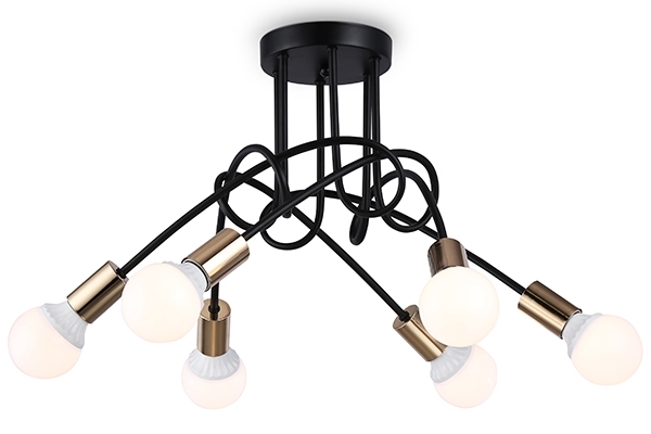 Светильник Ambrella light TR80419/6 BK/GD черный/золото E27/6 max 60W D690*370