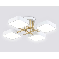 Люстра светодиодная на штанге Ambrella light FL516341/4 WH/GD белый/золото 72W 3000-6000K 550*550*150 (без ПДУ)
