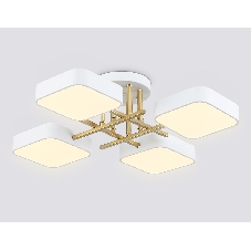 Люстра светодиодная на штанге Ambrella light FL516341/4 WH/GD белый/золото 72W 3000-6000K 550*550*150 (без ПДУ)