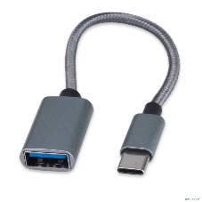 Кабель-переходник USB2.0 OTG Cablexpert A-OTG-CMAF2-02, Type-C(M)/AF, алюминий+нейлон.оплетка, 0.15м, пакет