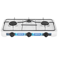 Плита настольная газовая Centek CT-1522 белый, 1.7 кВт, газ, конфорки - 3, эмаль, поворотные переключатели