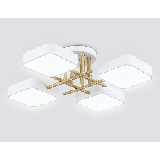 Люстра светодиодная на штанге Ambrella light FL516341/4 WH/GD белый/золото 72W 3000-6000K 550*550*150 (без ПДУ)