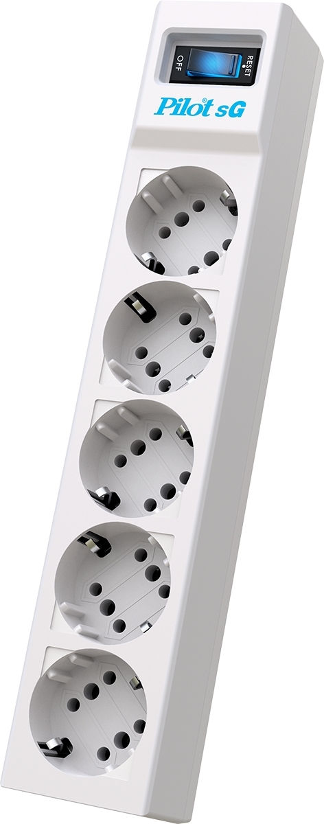Сетевой фильтр ZIS PILOT Surge protector Pilot SG5 5 outlets (GP), 10A/2.2kVt, automatic circuit-breaker, 1.8 m