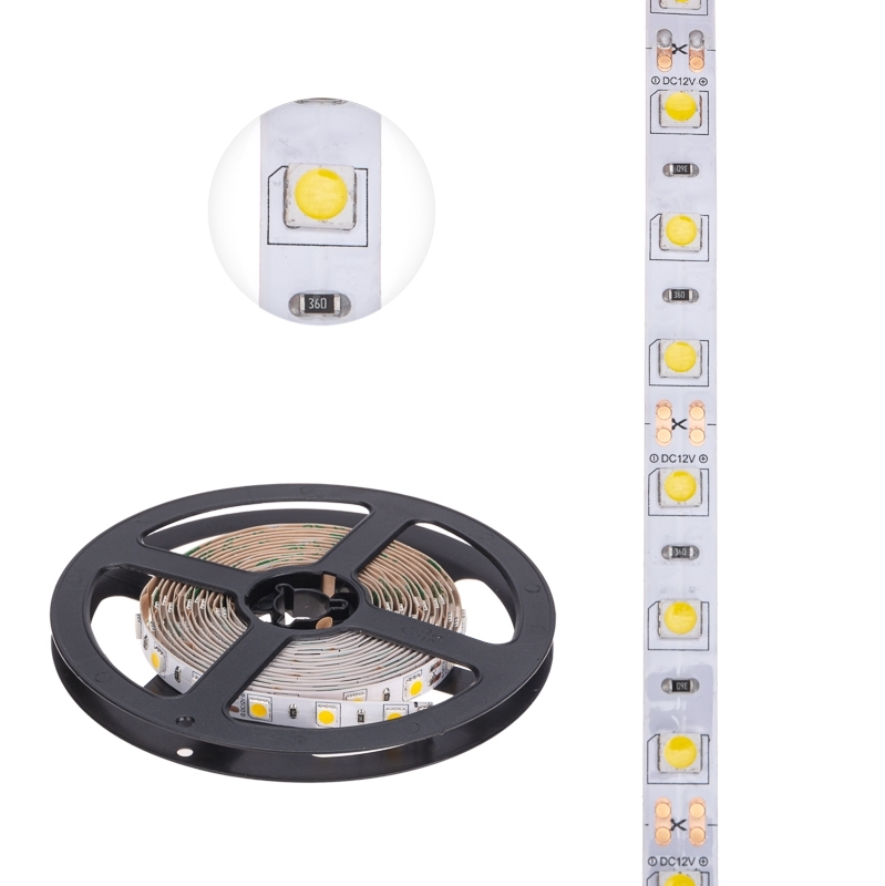 Лента светодиодная 3 м 12 В 5050 2700 К IP23 60 LED/м для БП с клеммами LAMPER