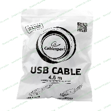 Кабель Gembird/Cablexpert USB 2.0, AM/AF, 4.5м, экран, 2феррит.кольца, черный, пакет