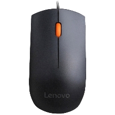 Мышь проводная Lenovo 300 черный, 1600 dpi, USB, кнопки - 3
