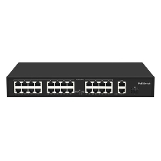 Коммутатор GIGALINK GL-SW-F005-24P - неуправляемый, 24 PoE (802.3af/at) порта 10/100 Мбит/с 1-8 порт до 250 метров cat.6, 2 * COMBOSFP 1000 Мбит/с, 300Вт