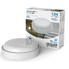 Светильник светодиодный GAUSS 126411312 IP65 D160x53 12W 980lm 6500K ЖКХ круглый 1/40