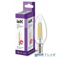 Лампа cветодиодная LED C35 IEK LLF-C35-7-230-40-E14-CL свеча прозр. 7Вт 230В 4000К E14 серия 360°