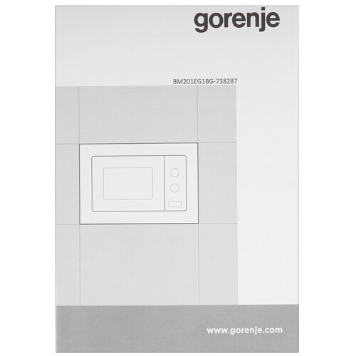 Встраиваемая микроволновая печь Gorenje, 20 л, 5 уровней мощности, 15 автопрограмм, электронное управление, дисплей, гриль, поворотный стол, цвет черный, ВxШxГ 38х56.8х34 см