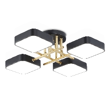 Люстра светодиодная на штанге Ambrella light FL516343/4 BK/GD черный/золото 72W 3000-6000K 550*550*150 (без ПДУ)