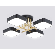Люстра светодиодная на штанге Ambrella light FL516343/4 BK/GD черный/золото 72W 3000-6000K 550*550*150 (без ПДУ)