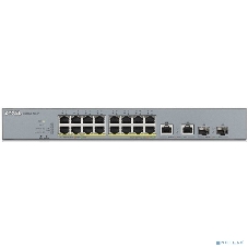 Коммутатор Zyxel GS1350-18HP, 16xGE PoE+, 2xCombo (SFP/RJ-45), бюджет PoE 250 Вт, дальность передачи питания до 250 м, автоперезагрузка PoE-портов, повышенная защита от перенапряжений и электростатических разряд