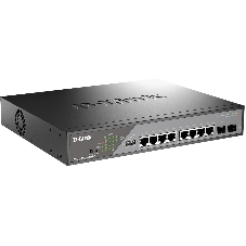 Коммутатор D-Link DSS-200G-10MPP/A1A, 8×1 Гбит/с + 2×1 Гбит/с SFP, настраиваемый