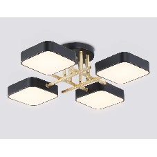 Люстра светодиодная на штанге Ambrella light FL516343/4 BK/GD черный/золото 72W 3000-6000K 550*550*150 (без ПДУ)