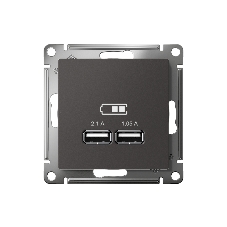 Розетка AtlasDesign USB A+A, 5В/2,1 А, 2х5В/1,05 А, механизм, базальт