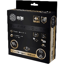 Кабель аудио-видео Cactus CS-USBC-HDMI-2-2 USB Type-C (m)/HDMI (m) 2м. позолоч.конт. черный