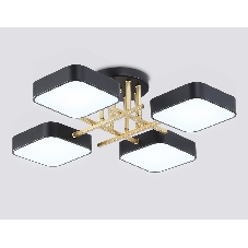 Люстра светодиодная на штанге Ambrella light FL516343/4 BK/GD черный/золото 72W 3000-6000K 550*550*150 (без ПДУ)