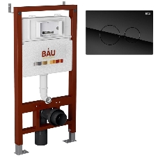 Инсталляция BAU PRO для подвесного унитаза, клавиша смыва из стекла BAU Dream дизайнерская, черная