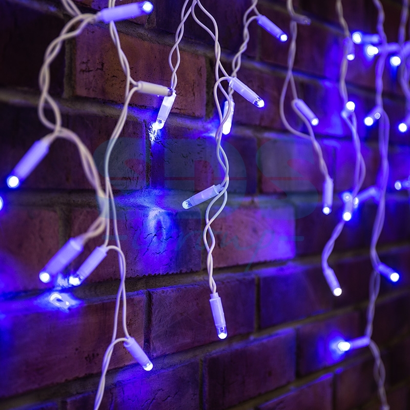 Гирлянда Neon-night Айсикл (бахрома) светодиодный, 2,4х0,6м, эффект мерцания, белый провод, 230 В, диоды синие, 88 LED
