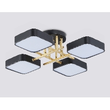 Люстра светодиодная на штанге Ambrella light FL516343/4 BK/GD черный/золото 72W 3000-6000K 550*550*150 (без ПДУ)