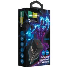 Сетевое зарядное устройство MORE CHOICE NC85a 1USB+1Type-C 3.0A PD 20W+QC3.0 Type-C Type-C, черный