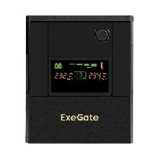 Источник бесперебойного питания ExeGate SpecialPro Smart LLB-1000.LCD.AVR.4SH.USB (1000VA/700W, LCD, AVR, 4*Schuko,USB, батарея 12V 7.2Ah - 2 шт., металлический корпус, Black)