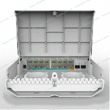 Коммутатор MikroTik Cloud Router Switch 318-16P-2S+OUT with 800MHz CPU, 256MB RAM, 16x Gigabit LAN with PoE-out, 2xSFP+ cages, RouterOS L5 or SwitchOS (dual boot), outdoor enclosure, mounting kit (power supply N
